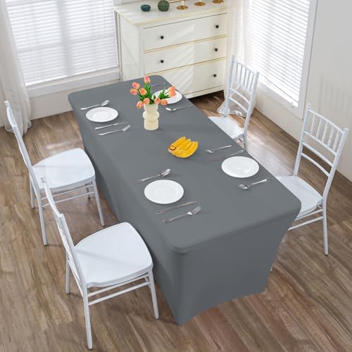 HZDHCLH Spandex Tablecloth 2 Pack 6FT Elastic Fitted Protector