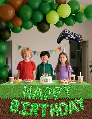 148Pcs Pixel Miner Game Themed Party Decor Kit