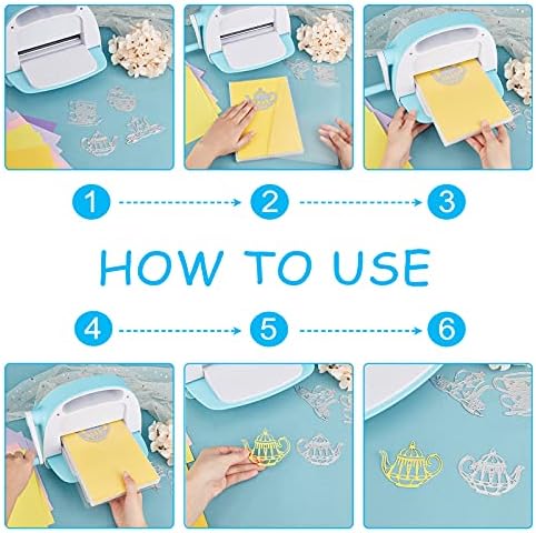 Globleland 4Pcs Tea Theme Die-Cutting Set for Scrapbooking and Card Crafts