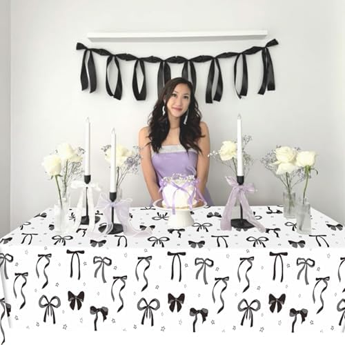 3Pcs Pink Bow Tablecloths for Birthday Parties