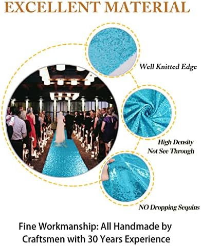 ShiDianYi Aisle Runner - Turquoise Sequin 2FTx15FT Bride Walkway for Wedding Graduation Ceremony