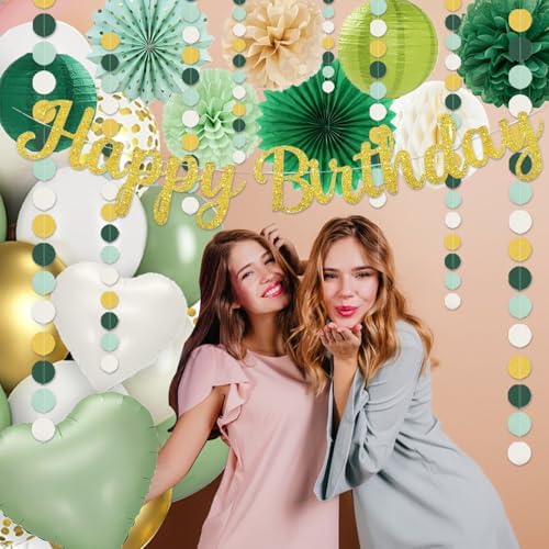 Sage Green Gold Birthday Decor Kit for Parties