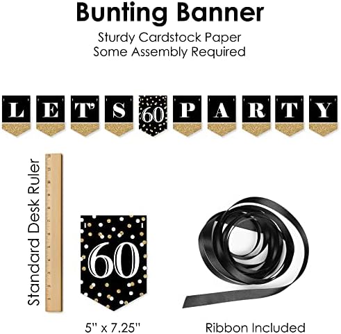 Big Dot of Happiness 60th Birthday Gold Decor Kit