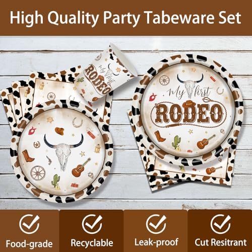 140 Pcs Western Cowboy Tableware Rodeo Birthday Party Decorations