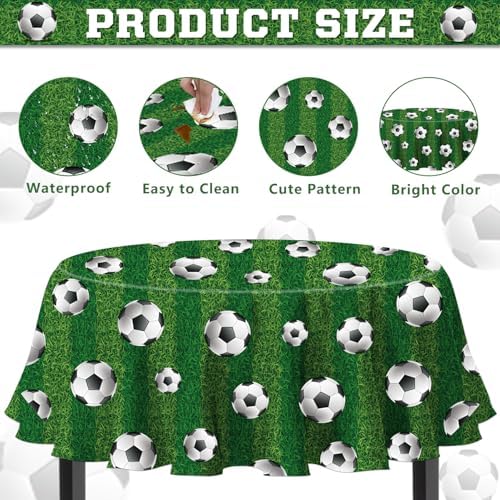 3 Pack Soccer Themed Table Covers 84x84 Inch