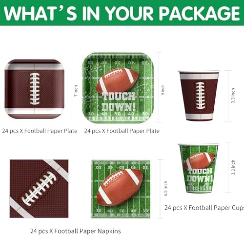Aribra Football Party Decorations Set for 24 Guests