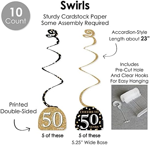 Big Dot of Happiness 50th Birthday Gold Party Decor Kit