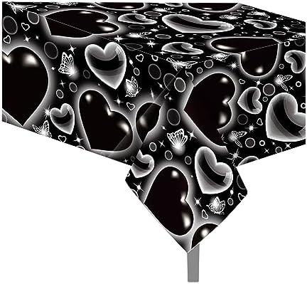 CC HOME Black Butterfly Heart Tablecloth 54x87 Inch