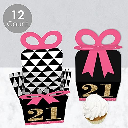 Big Dot of Happiness 21st Birthday Bow Boxes Set of 12