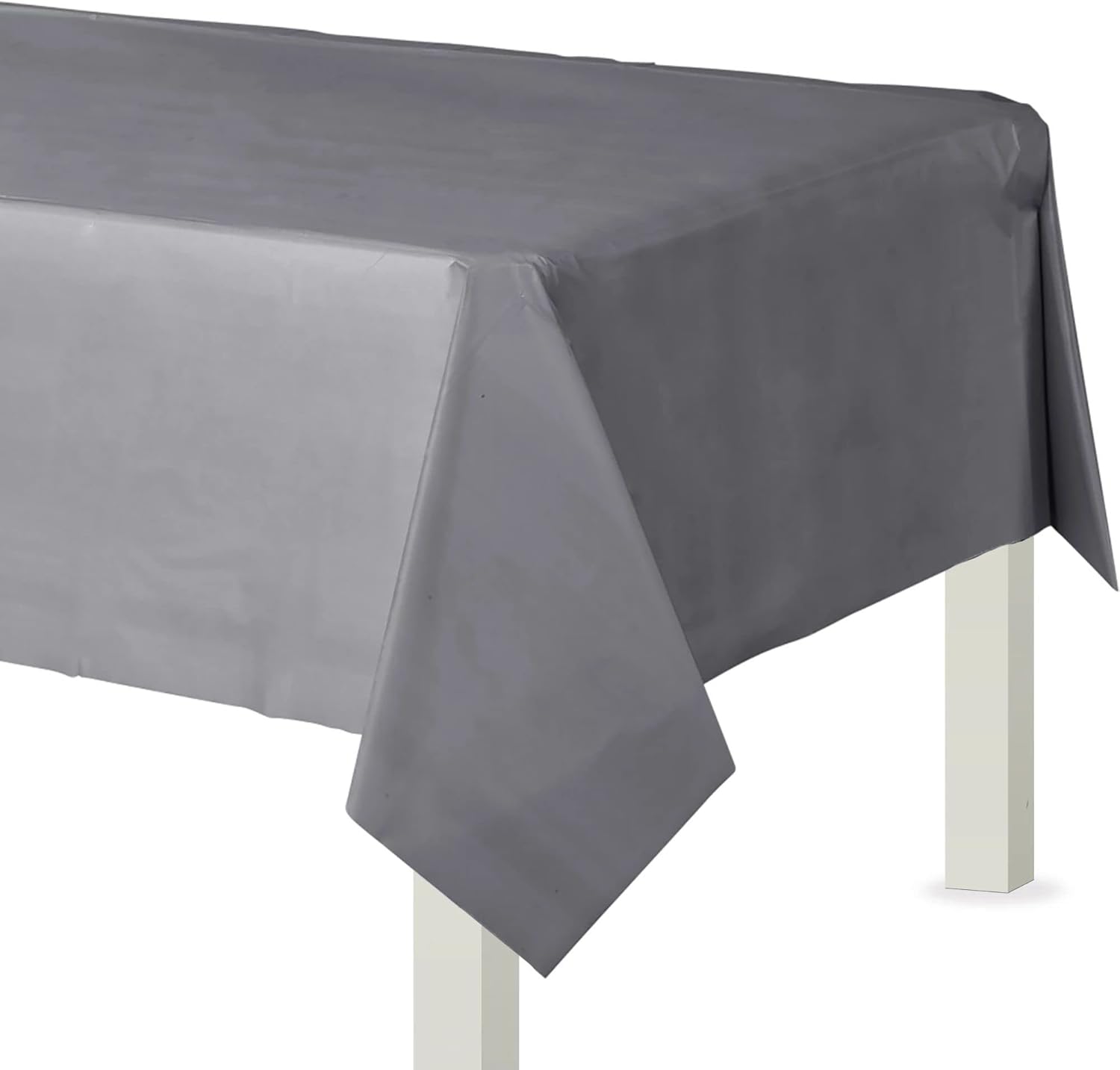 Elegant Silver Flannel Backed Table Cover 54 x 108 - 1 Piece