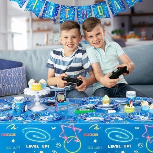 WERNNSAI Gamer Party Supplies Set - 88 PCS for 16 Guests
