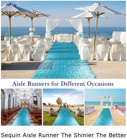ShiDianYi Aisle Runner - Turquoise Sequin 2FTx15FT Bride Walkway for Wedding Graduation Ceremony