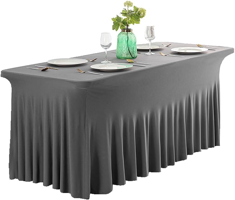 Fitted Polyester Table Skirt for 4ft Tables Gray