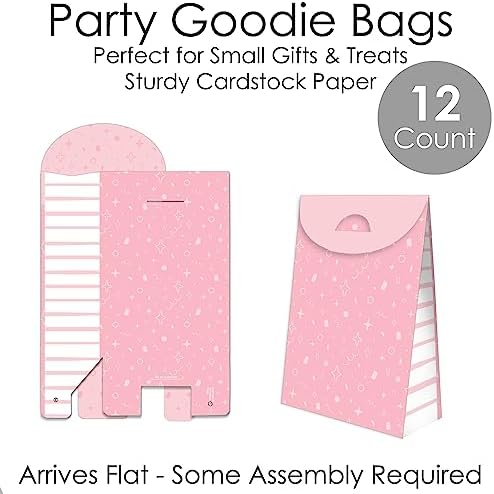 Big Dot of Happiness Pink Confetti Stars Gift Bags Set of 12