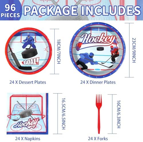 Grencian Hockey Party 96Pcs Plates Napkins Set
