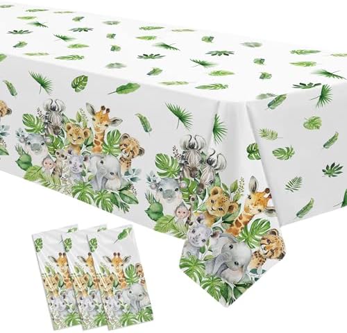 Jungle Party Tablecloth 3Pcs Disposable Safari Decorations