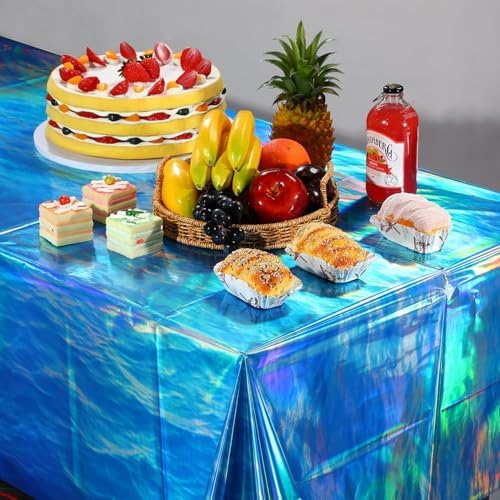 3 Pack Iridescent Ocean Waves Tablecloths 108x54 Inch