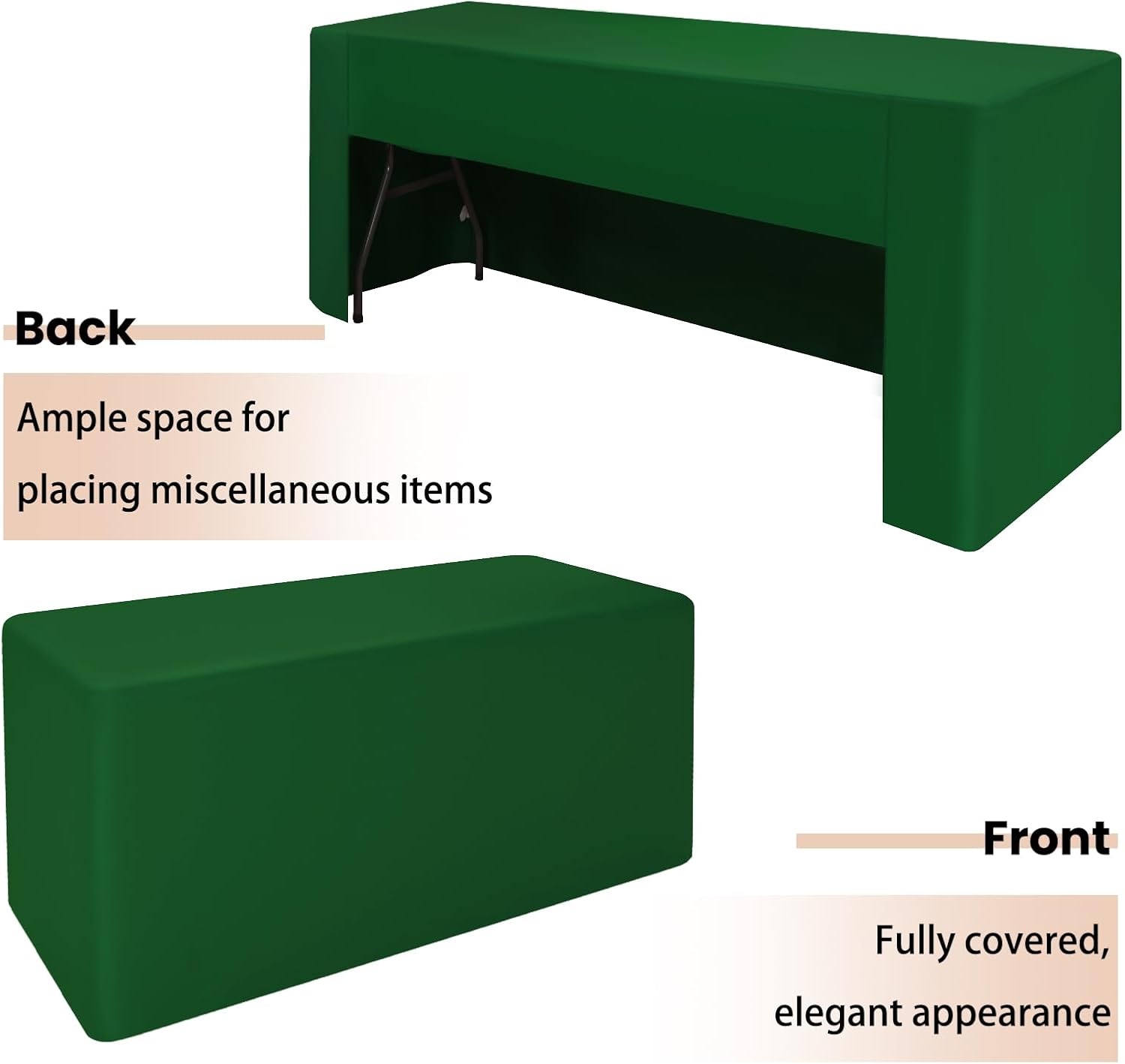 4 Pack Green Fitted Tablecloths for 6 Foot Tables