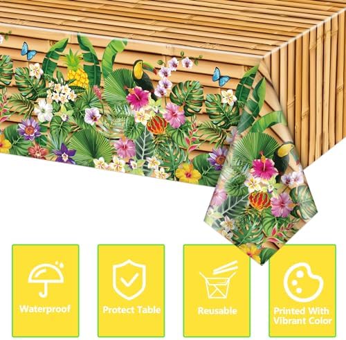 8Pcs Hawaiian Party Tablecloths - 51 x 866 Inch Luau Decor