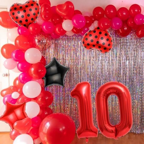 Red 10 Balloon Set for Birthday Party Decorations