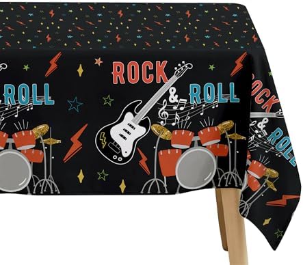 Rock and Roll Party Decorations Tablecloth 3pcs