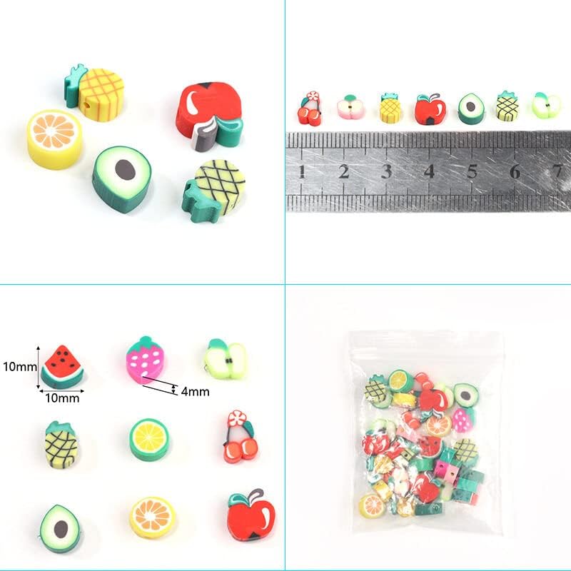 Mixed Sweet Fruits Polymer Clay Spacer Beads 50 Pcs DIY Charms Bracelet Necklace