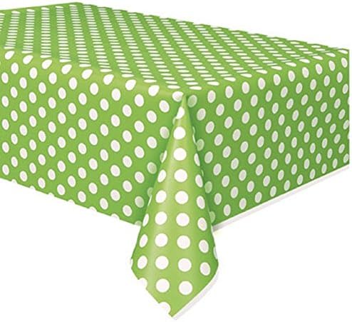 Lime Green Polka Dot Plastic Tablecloth 108x54