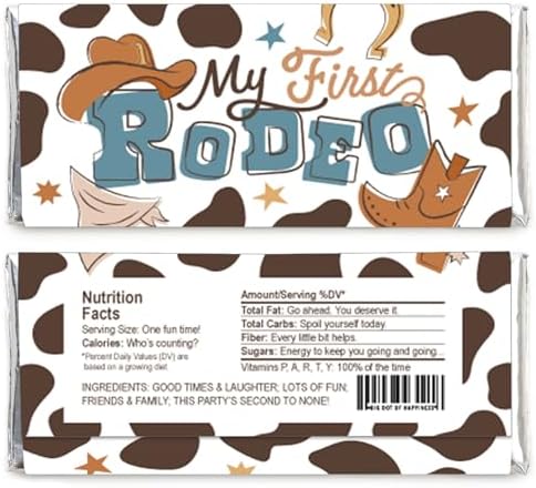 Big Dot of Happiness My First Rodeo Candy Bar Wrappers Set of 24