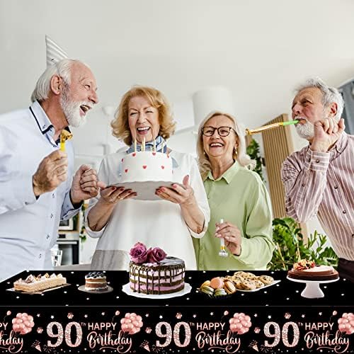 3 Pack Rose Gold Happy 90th Birthday Table Cover