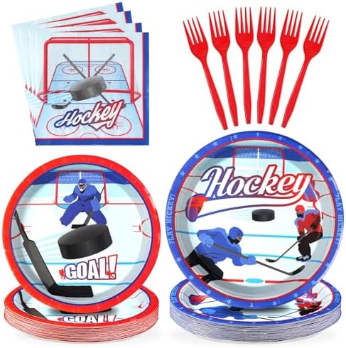 Grencian Hockey Party 96Pcs Plates Napkins Set