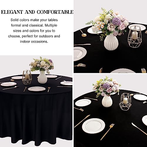 3 Pack 90 Inch Round Black Polyester Tablecloths for Events