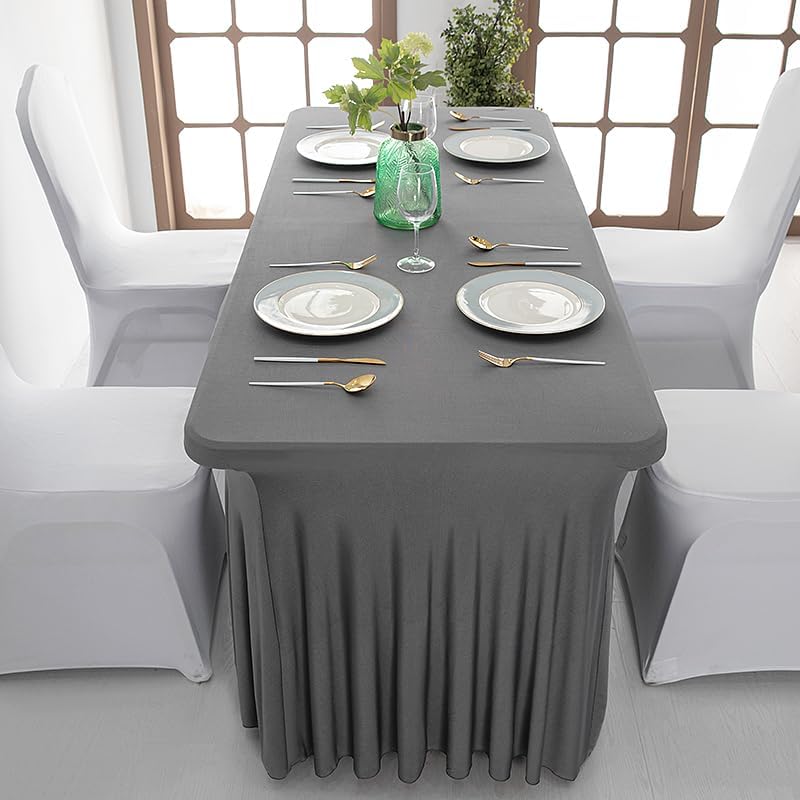 Fitted Polyester Table Skirt for 4ft Tables Gray