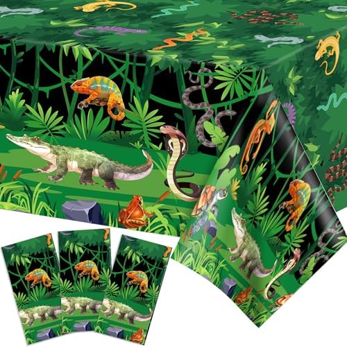 3 Pcs Reptile Swamp Tablecloth for Birthday Party Decor