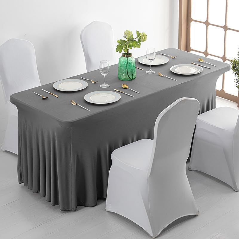 Fitted Polyester Table Skirt for 4ft Tables Gray