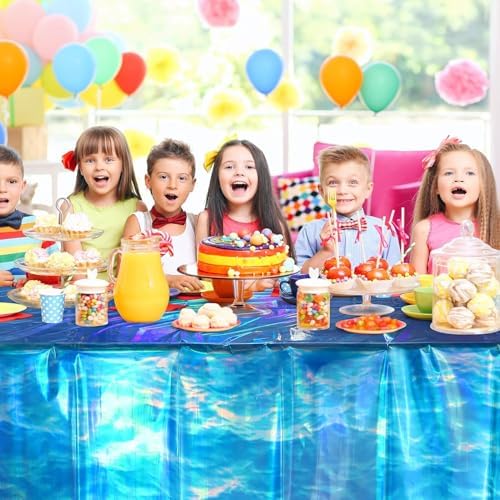 3 Pack Iridescent Ocean Waves Tablecloths 108x54 Inch