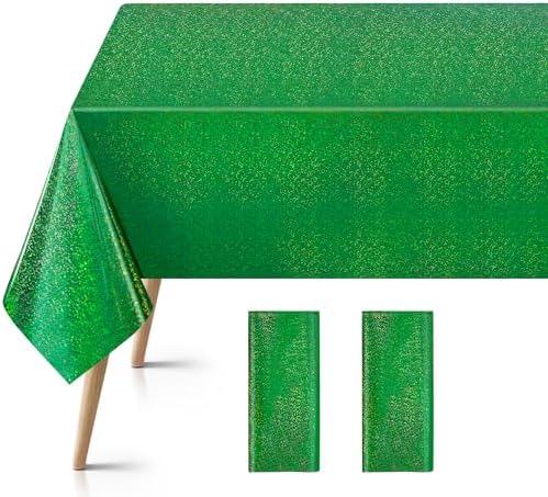 Just Shimmer 2 Pcs Dark Green Holographic Foil Tablecloths