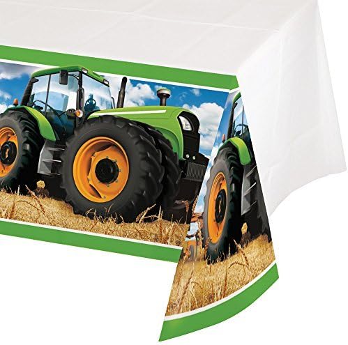 Creative Converting Festive Tractor Time Border Print Table Cover 54x102