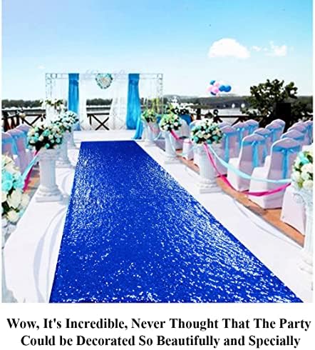 Partisout Glitter Aisle Runner for Weddings 4ftx15ft Blue