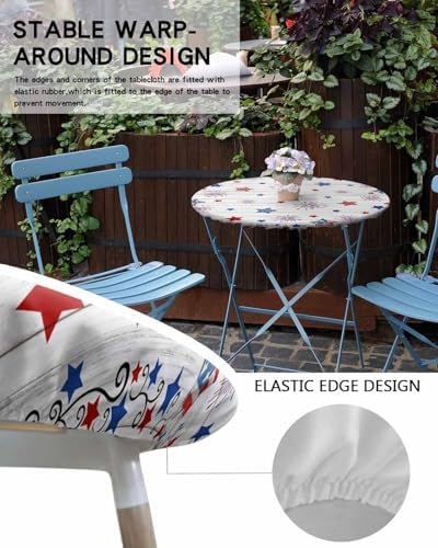 4th of July Round Fitted Tablecloth with Elastic Edge