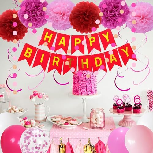 Hot Pink Birthday Decor Kit for Girls and Women