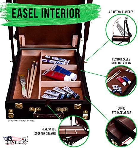 US Art Supply Large Black Cherry French Easel with Drawer and Palette