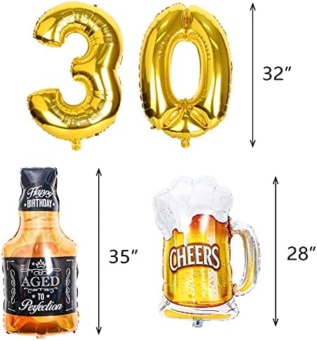 30 Years Anniversary Decor Banner Gold Balloon Set