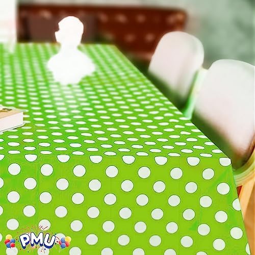 Lime Green Polka Dot Plastic Tablecloth 108x54