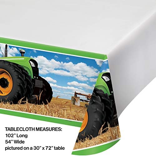 Creative Converting Festive Tractor Time Border Print Table Cover 54x102