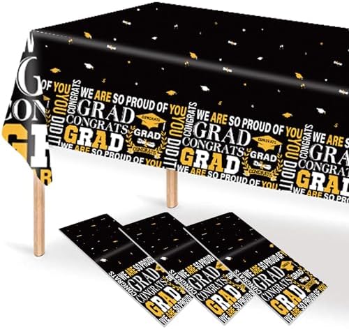 Graduation Tablecloth Class of 2025 3 pcs Black Tablecovers