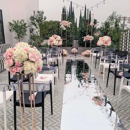 Efavormart 65FT x 3FT Silver Mirrored Wedding Aisle Runner