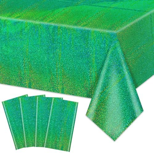 4Pcs Green Holographic Tablecloths for Parties and Decor