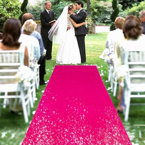 PartyDelight Hot Pink Carpet Runner for Wedding Aisle 2FTx15FT Sequin Rug