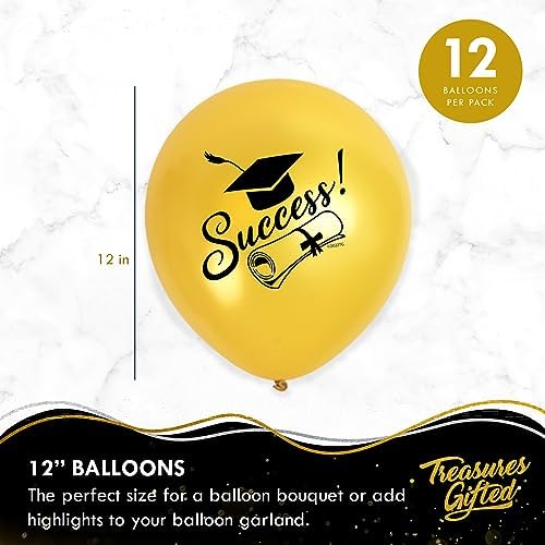Gold Graduation Balloons 12 Pack - Class of 2025 Decorations