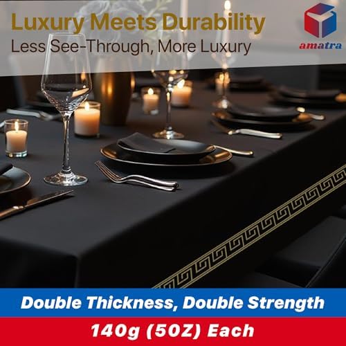 4-Pack Premium Disposable Tablecloths 54x108 Black Gold Margin